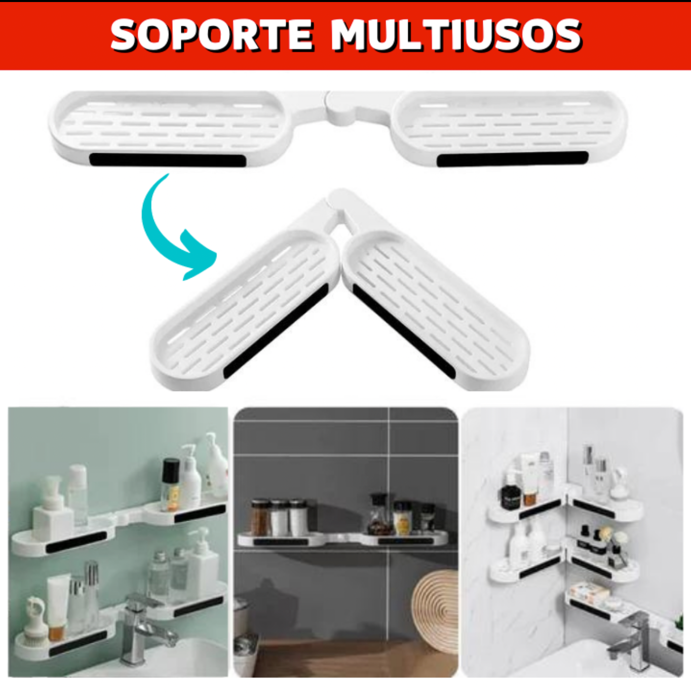 REPISA GIRATORIA ADHESIVA PARA BAÑO (3 UNIDADES)