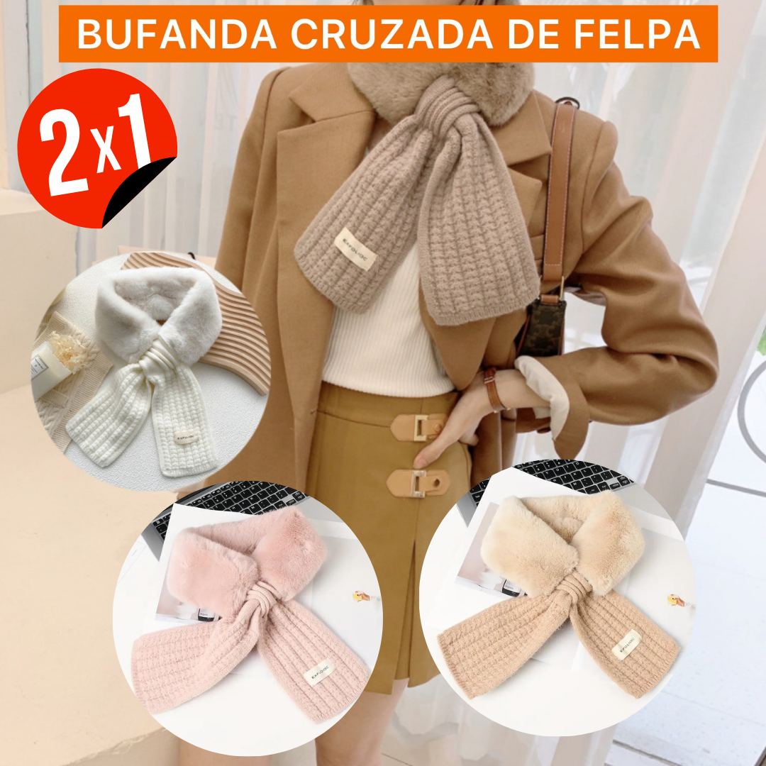 BUFANDA CRUZADA DE FELPA (2 unidades)