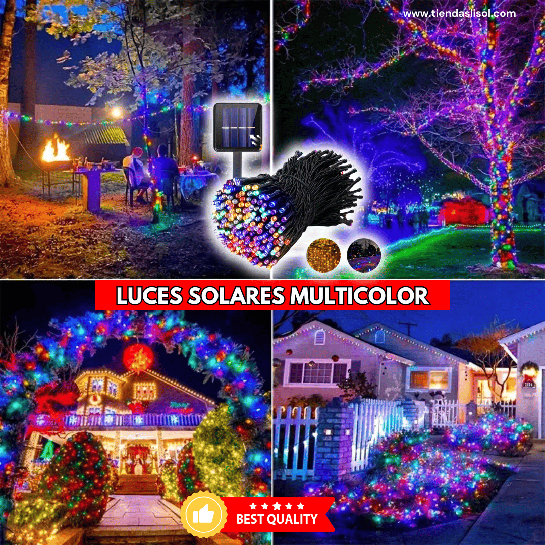 LUCES SOLARES NAVIDEÑAS MULTICOLOR (X 18 Metros)